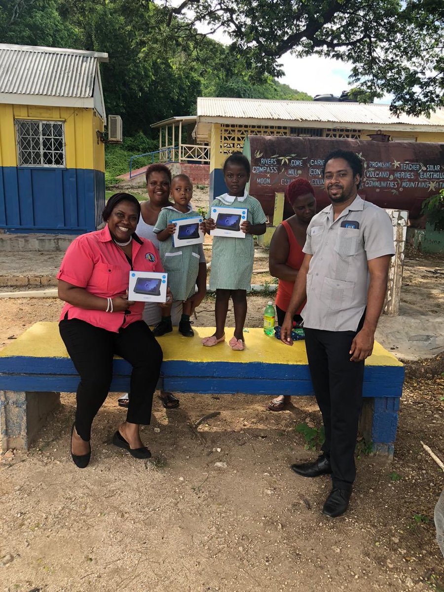 ECCJA's tweet photo. Today we are distributing the tablets to children courtesy of Ilah's Lemonade Stand Foundation for Kids. Thanks to @DIGICELJamaica for providing sim cards with one year supply of data. These little ones are from Alligator Pond Primary &amp; Infant School. @tkmsingh @karlenedesland1 https://t.co/VMzIBSZ4dT
