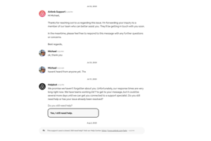 SunsetMike's tweet image. Screw @Airbnb, it took their bot 9 days to reply.@AirbnbHelp #cancellationpolicy #unethical.Airlines cancelling flights daily, but providing full refunds, yet @airbnb and their host kept 75% of paid fees. On top of that, host refuses to communicate. @bbb_us. #Poorbusinesspractice