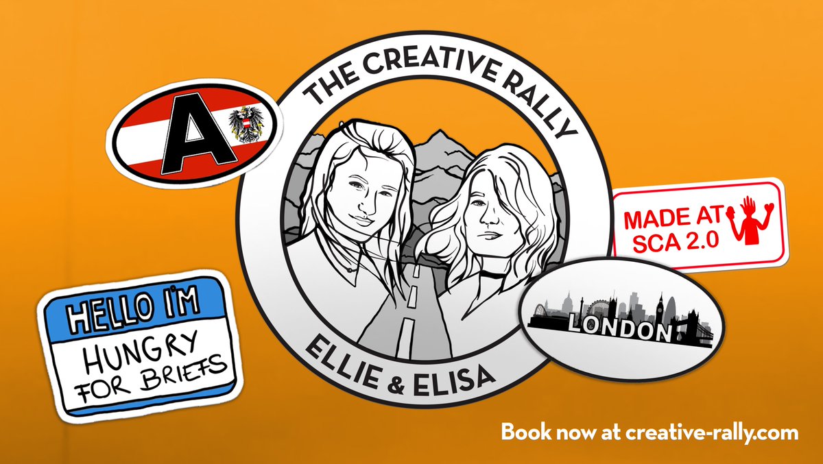 Hi, we're <a href="/EllieDag/">Ellie Daghlian</a> and <a href="/elisaczerwenka/">Elisa Czerwenka</a>, a half Austrian half UK creative team from <a href="/sca2_0/">SCA2.0</a> We're about to travel the world in virtual placements! Check out creative-rally.com and give us a follow to see what we get up to. #TheCreativeRally