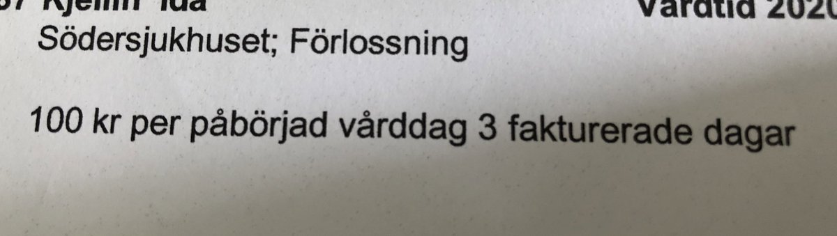 idakjellin's tweet photo. ”Vad fan får jag för pengarna?” Undrar folk och det här är svaret: Förlossning plus tre vårddygn. 300 spänn. 300!! Fatta vad det kostar i tex USA!? Vilken jävla flax man har som får bo i Sverige och betala skatt. https://t.co/uAsMouZyhT