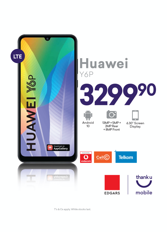 EdgarsTUMobile's tweet photo. Today is #DealDay #ThankUMobile. Get the amazing Huawei Y6P on Vodacom, Cell C and Telkom prepaid for only 3299.90. Offer valid until 30 August 2020. Ts &amp; Cs apply https://t.co/zt31NOWydn
