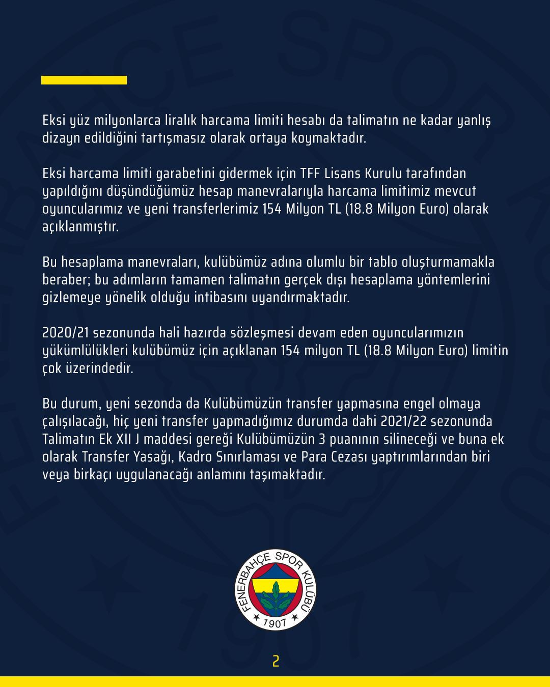 Fenerajans Com On Twitter Fenerbahce Tff Tarafindan Bugun Aciklanan Ve Futbol Gercekleriyle Bagdasmayan Takim Harcama Limitleri Asla Kabul Edilemez Ve Uygulanamaz Duzeydedir Https T Co Excyawbtah Twitter