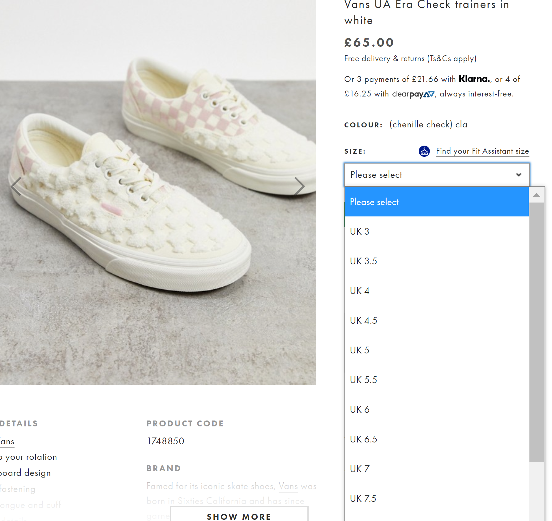 vans chenille check era