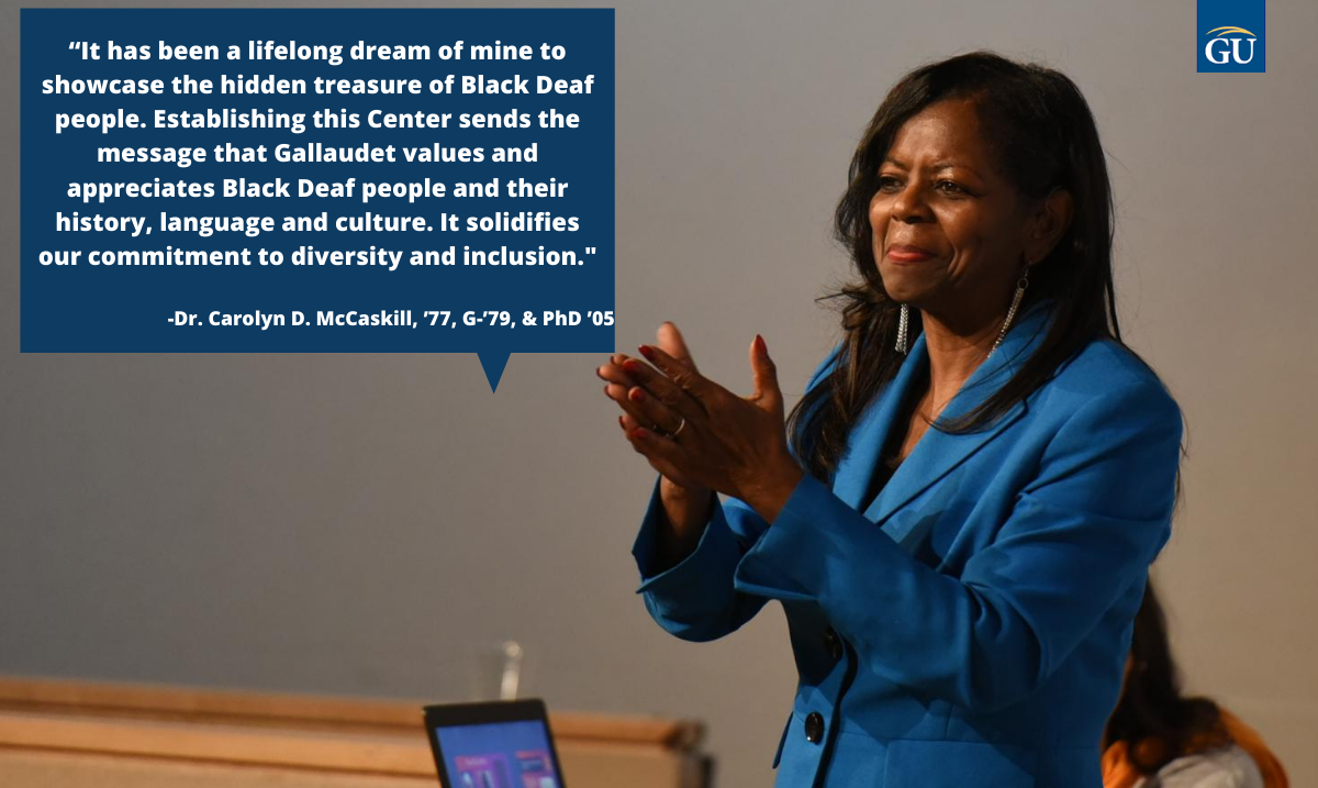 GallaudetU's tweet photo. #GallaudetU has established a new Center for Black Deaf Studies and Professor Dr. Carolyn McCaskill has agreed to serve as the Center’s founding director.

The Center will support teaching, learning, and research in Black Deaf Studies. Read more at https://t.co/YE4Daj8O6a. https://t.co/PIMOe9phaN