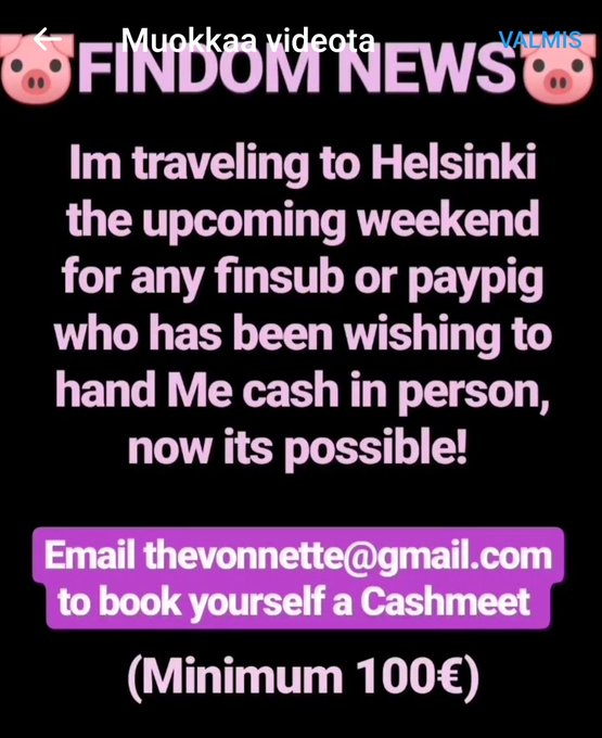 1 pic. Im accepting #cashmeet appointments in Helsinki the upcoming weekend (8th-9th)

Book yours by