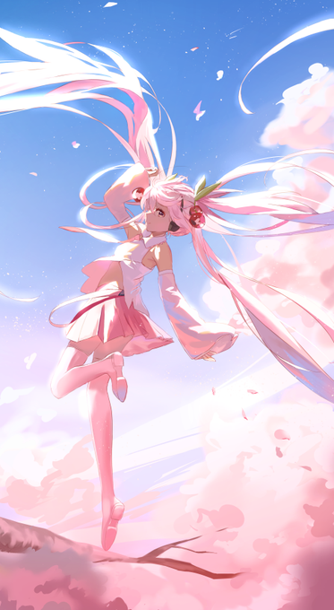 #初音ミクのイラストだけで興味を持ってくれる方へ届け
#VOCALOID  #初音ミク  #桜の花 