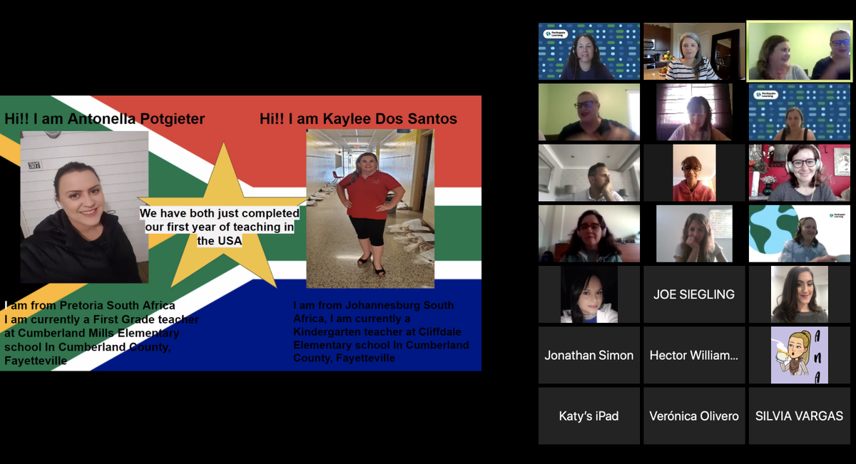 MicheleMacumber's tweet photo. So much energy, enthusiasm, &amp; love for their home country! Thank you SO much to cultural ambassadors @MissDelementary &amp; @mrspfirsties for taking our #UnitedWeTeach group to South Africa this morning - we loved the learning &amp; the singing! #unitingourworld @ParticipateLrng https://t.co/MtixYP1w6W