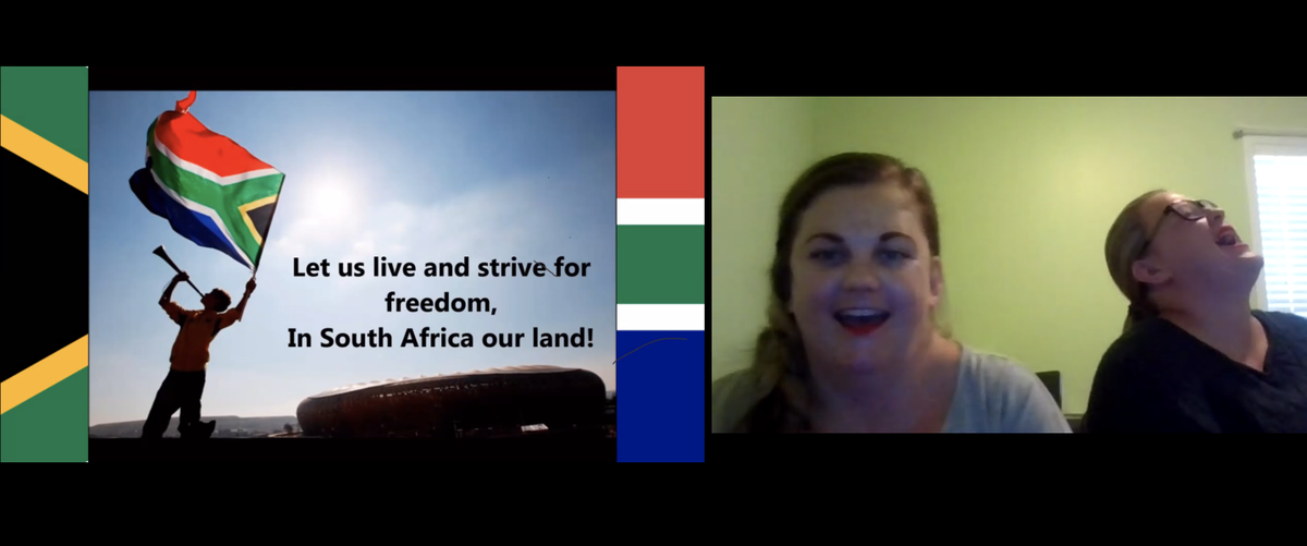 MicheleMacumber's tweet photo. So much energy, enthusiasm, &amp; love for their home country! Thank you SO much to cultural ambassadors @MissDelementary &amp; @mrspfirsties for taking our #UnitedWeTeach group to South Africa this morning - we loved the learning &amp; the singing! #unitingourworld @ParticipateLrng https://t.co/MtixYP1w6W