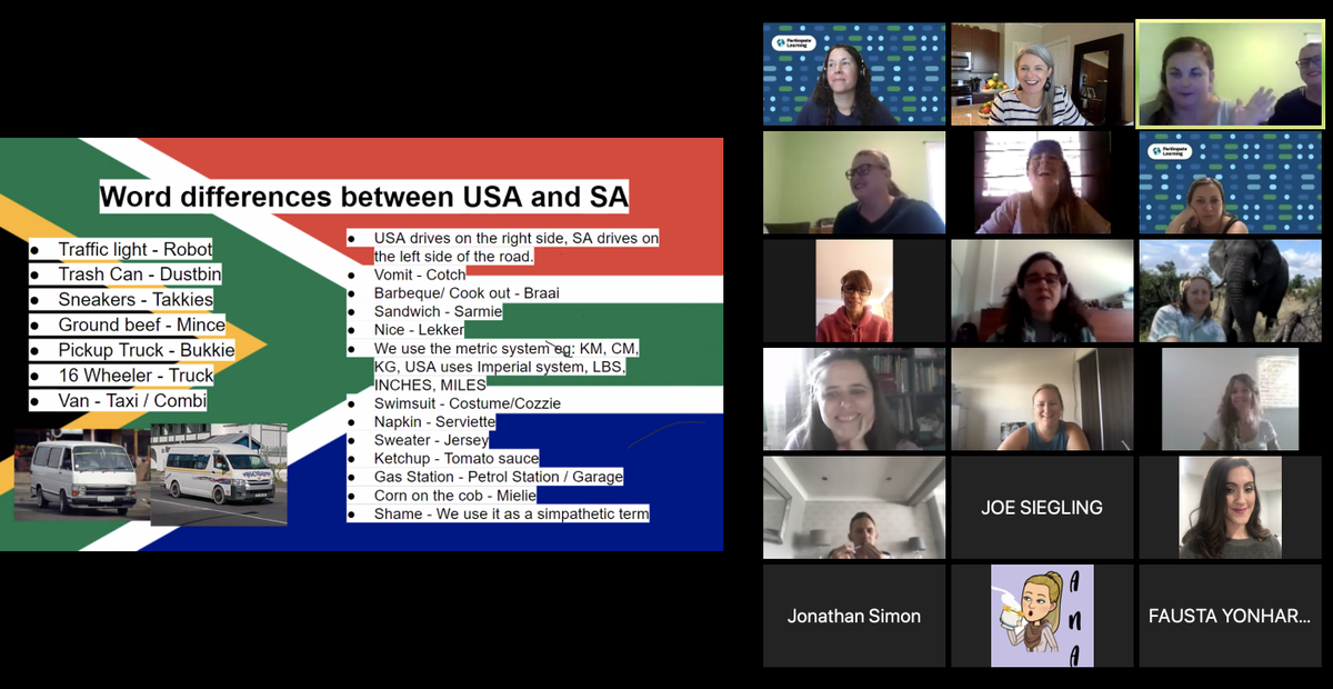 MicheleMacumber's tweet photo. So much energy, enthusiasm, &amp; love for their home country! Thank you SO much to cultural ambassadors @MissDelementary &amp; @mrspfirsties for taking our #UnitedWeTeach group to South Africa this morning - we loved the learning &amp; the singing! #unitingourworld @ParticipateLrng https://t.co/MtixYP1w6W