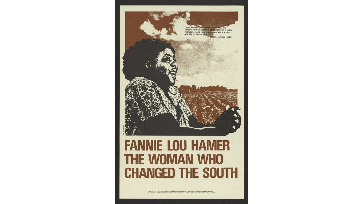 Hamer described the circumstances African Americans were continuing to face at the polls in televised testimony as part of the 1964 Democratic National Convention. Her speech galvanized support for the 1965 Voting Rights Act. This poster is in our  @amhistorymuseum.