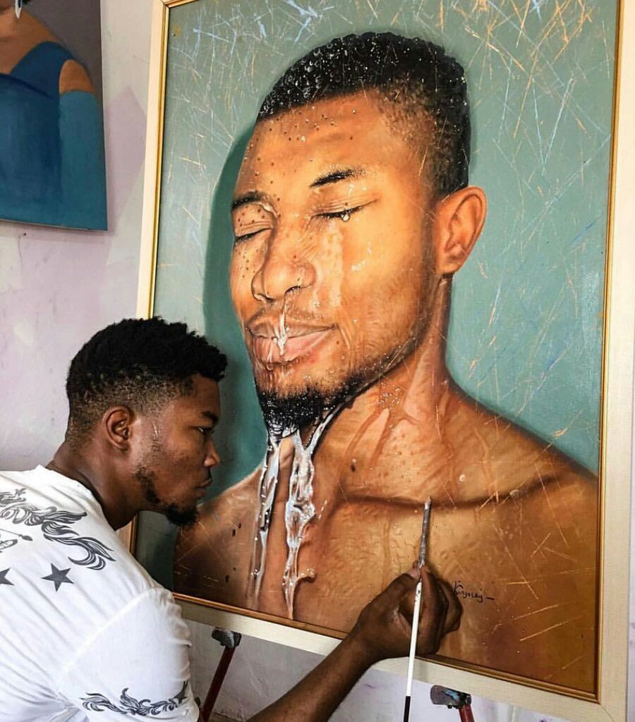 OLUMIDE ORESEGUNHe is a Hyperrealistic painter who took the art world by storm in 2016 when he released some of his oil paintings that are strikingly similar to digitally taken photos. It's safe to say that he is a major inspiration to hyperrealistic artists in Nigeria.