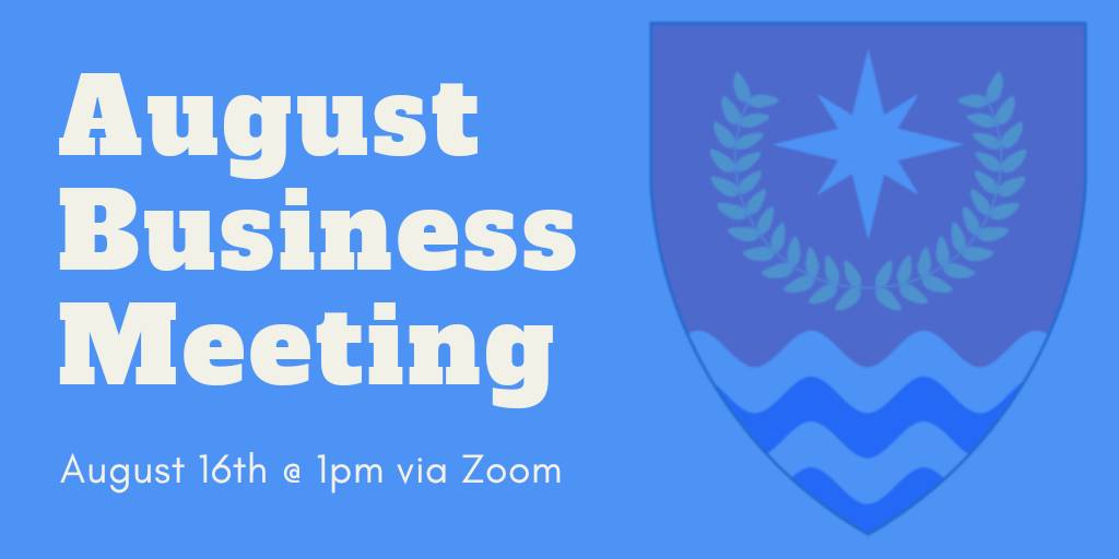 HighlandFoorde's tweet photo. Good day into the populace!

Our August business meeting will be on Aug 16th at 1pm. This meeting will take place on Zoom. The agenda, dial-in number and Zoom weblink will be posted 1 week before the meeting via Facebook and Baronial email. We look forward to seeing you there! https://t.co/bHvDp4lz0t