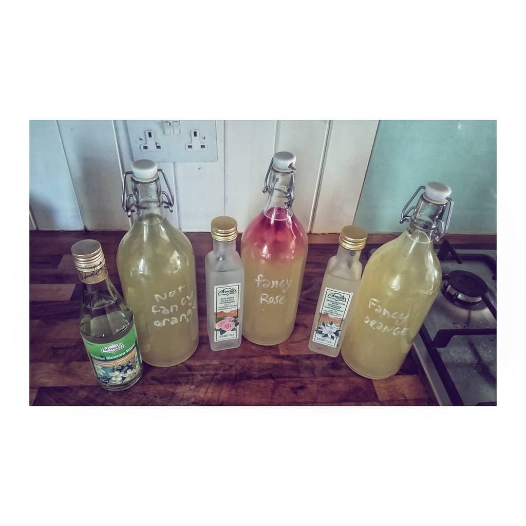 Kombucha - Trying to understand provenance around rose water and orange blossom water. 
finally found a higher quality product (2 on the right) off of Edgware road, from one of the Persian shops. 

Any of you brilliant people out there got any wise thoug… instagr.am/p/CDeLZa5HZ3K/