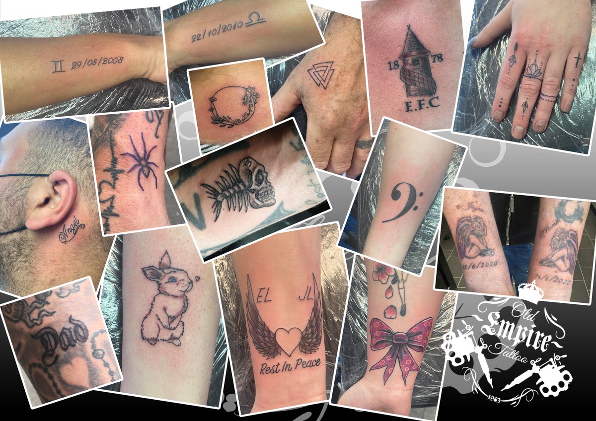 Joel_Tattoo_12's tweet photo. We have had plenty of #TinyTatts to show you this week, so here's your second post today for #TinyTattsTuesday! 
#Symbols #Script #FishBone #TrebleClef #Unalome #Bow #Angels #Wings #Bunny #Spider #Flowers #FingerTattoo #HandTattoo #BehindEarTattoo #OldEmpireTattoo https://t.co/R6SuB4CA6U