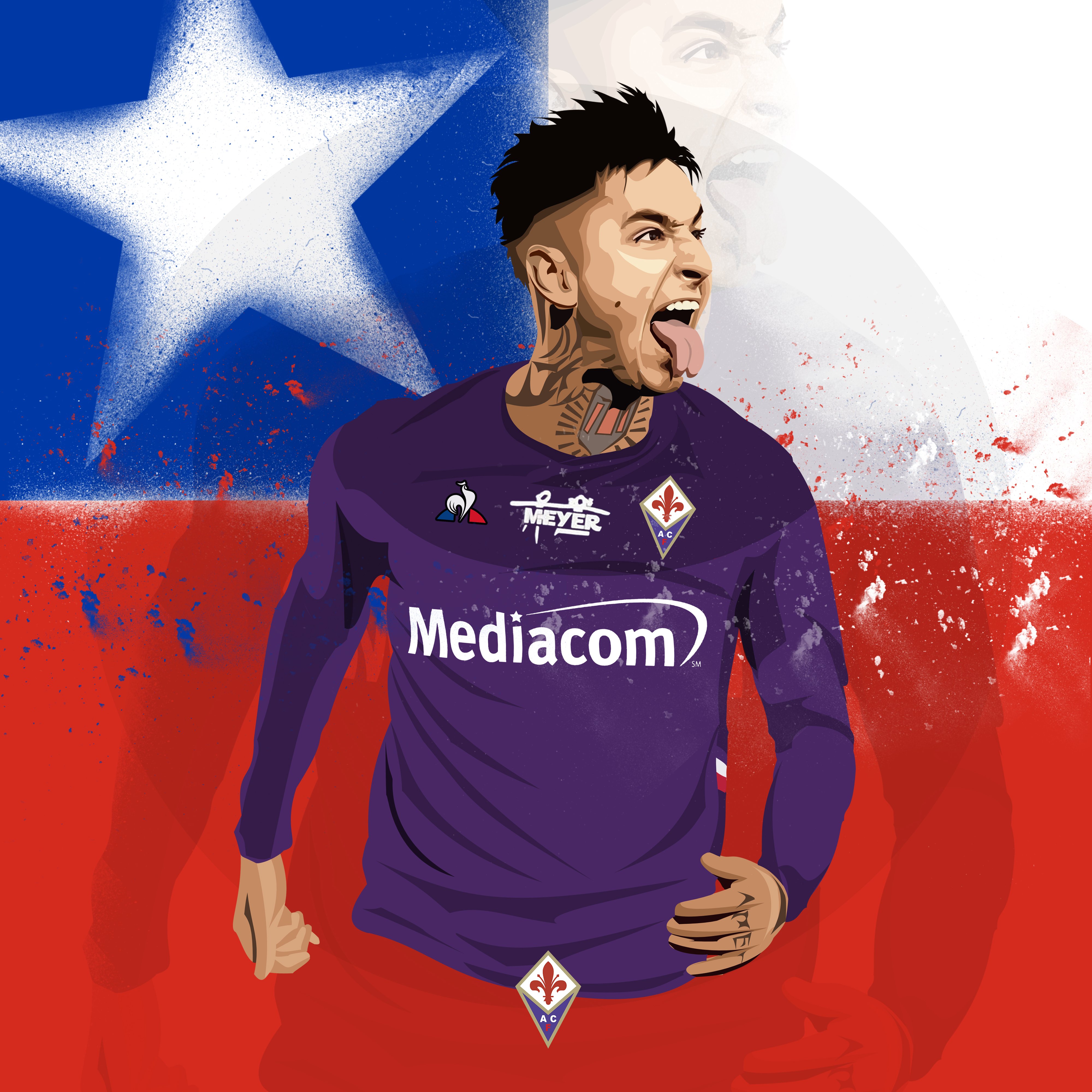 the player of acf fiorentina erick pulgar in contrast the player