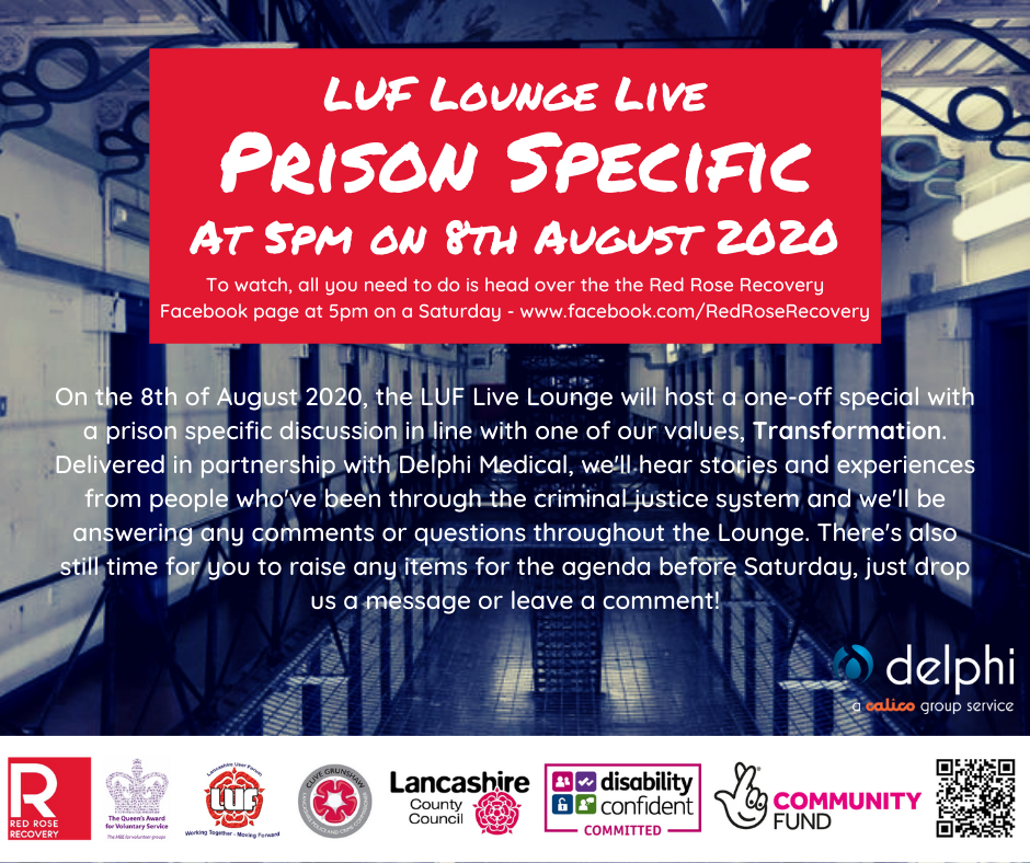 RRR_LUF's tweet photo. On this week's Lounge, we'll be hosting a one-off special with a prison specific discussion in line with one of our values, #Transformation. Delivered in partnership with @DelphiMedical, we'll hear stories &amp; experiences from people who've been through the criminal justice system. https://t.co/nvq9kDXw6g