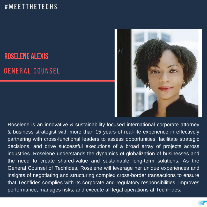 Tech_Fides's tweet photo. This week, we’d like to highlight the newest member of our team, Roselene Alexis. Roselene is sure to bring extensive insights to the TechFides team. #MeetTheTechs #TechFides https://t.co/p4sewlaK6e
