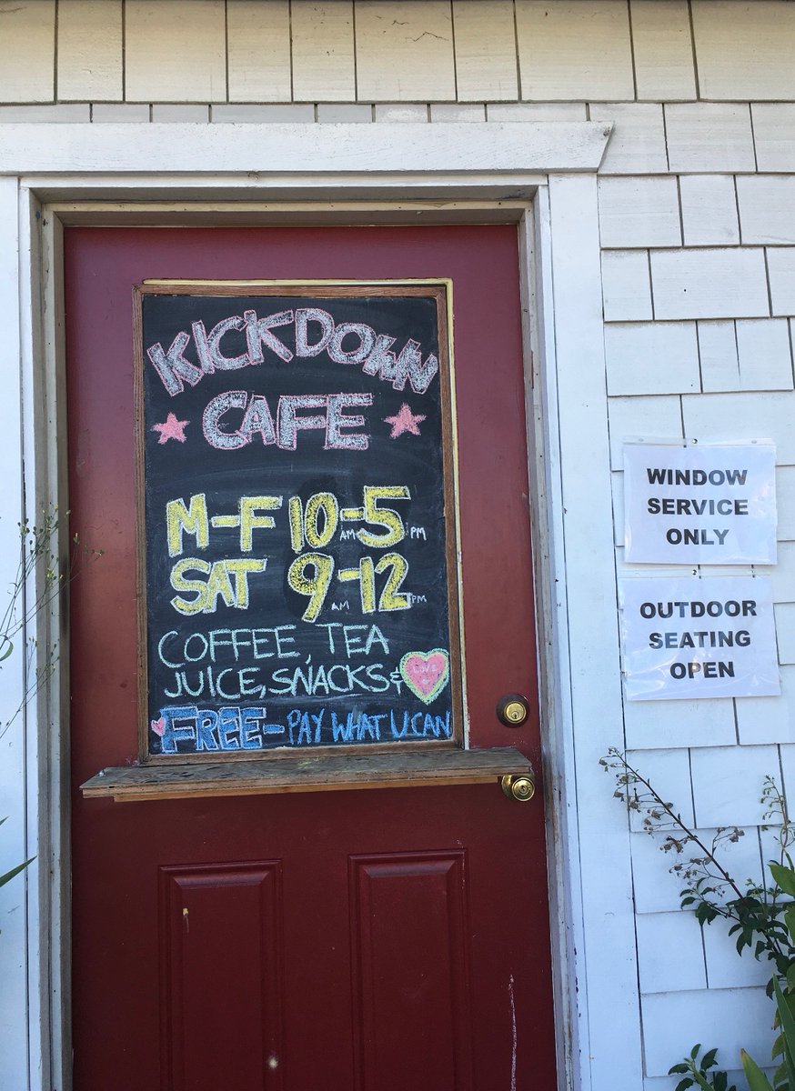 KickdownC's tweet photo. Check it out, #Seattle ❤️ We have new hours! M-F 10-5, Sat 9-12!!! #FreeCoffee #donationsonly #WestSeattle 9447 35th Ave SW (Right off of Roxbury &amp; 35th)!! Stop by for some treats and a smile (it’s under the mask 😷😉)!! https://t.co/03JjY1YZIZ