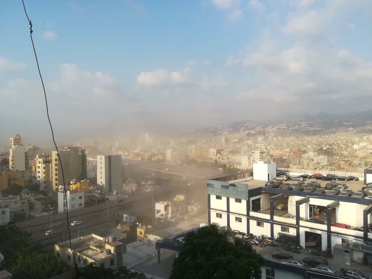 Dust rising from  #Beirut,  #Lebanon post shock-wave from the explosion.