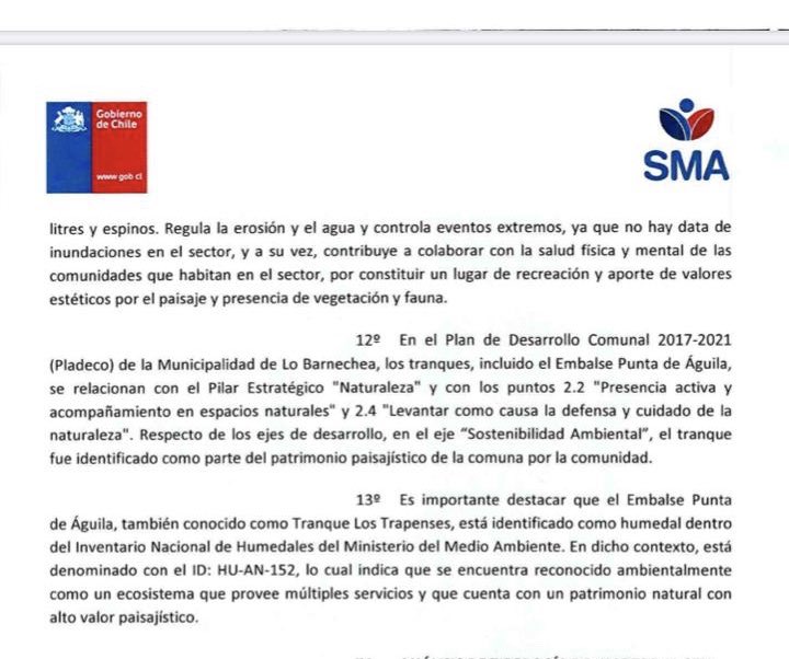 <a href="/MLoBarnechea/">Munic. Lo Barnechea</a> actúen de oficio solicitando proteger humedal los Trapenses  reconocidos como tal en el catastro de humedales .Punto 13 resolución SMA. que abajo acompaño . <a href="/CarolaSchmidtZ/">Carolina Schmidt</a> <a href="/p_herman/">Patricio Herman</a> @CynthiaRossW1 <a href="/HTrapenses/">Humedal Los Trapenses (Del Carrizo)</a> <a href="/MMAChile/">Ministerio del Medio Ambiente</a> @FundacinHuellas <a href="/cerrosabiertos/">Cerros Abiertos</a>