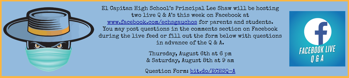 ECHS Facebook Live Q&amp;A's <a href="/MercedUHSD/">MercedUHSD</a> <a href="/ecgauchos/">El Capitan HS 🤠</a> #echsgauchos