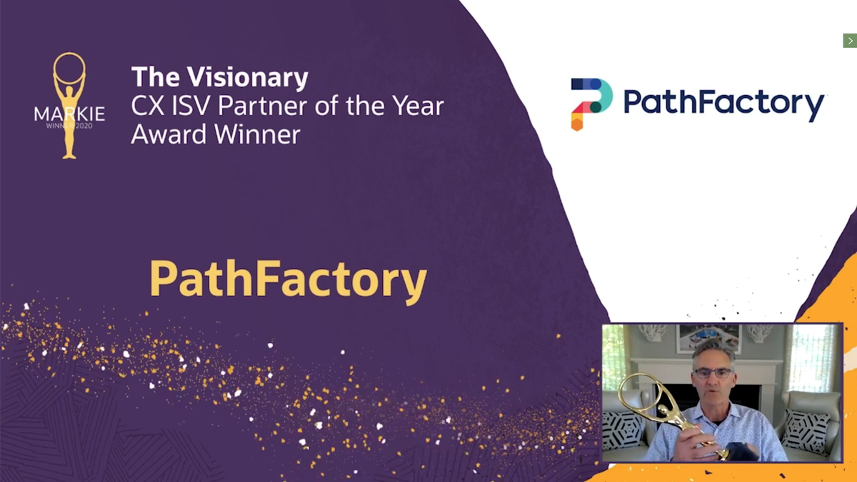 pathfactory's tweet image. Just announced: PathFactory is the inaugural Visionary CX ISV Partner of the Year Award Winner in the 2020 @OracleCX #MarkieAwards! 🏆 oracle.com/applications/c…