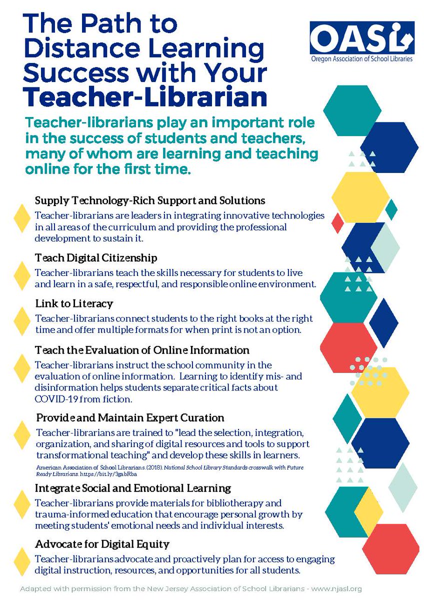 statelibraryor's tweet image. &quot;Teacher-librarians play an important role in the success of students and teachers, many of whom are learning and teaching online for the first time.&quot; 👏 #oregonlibraries @OASLibs