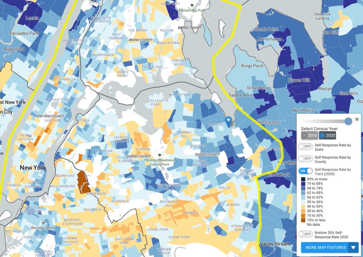 So where are & who are these NYers? Just take a look at the map.This is all about Black, brown & immigrant NYers. In short — shortening the census is another act of white supremacy from this President.Fight back. Just respond to the 2020 Census: http://My2020Census.gov .