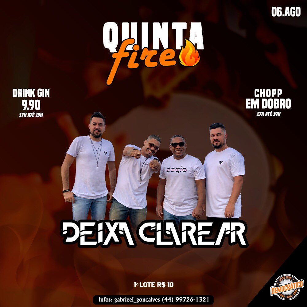 deixaclarear_'s tweet image. Depois de 5 meses
Voltamos aos
#Pagodes PRESENCIAIS ✌🏼😅
Nessa Próxima Quinta-Feira estaremos no @democraticobar 
Partiu com a gente Família??
Vamos todo Mundo 💃🕺🏻
.
#GrupoDeixaClarear