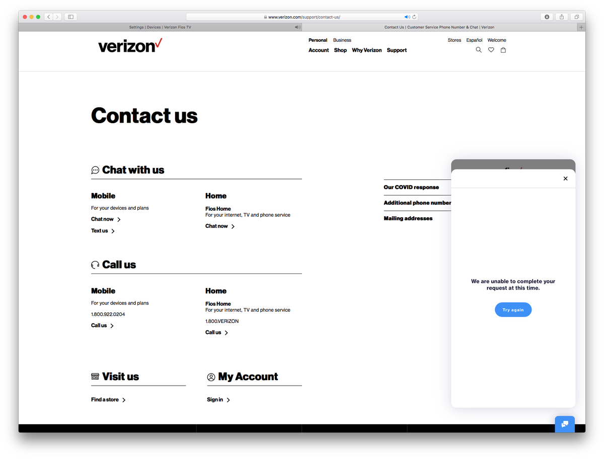 ct323i's tweet photo. the broken experience of attempting to get #support from #Verizon #FIOS 😡 @verizonfios @VerizonSupport https://t.co/PRmbrl3wK6