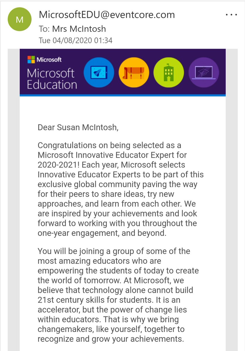 Mrs McIntosh (@mrs_mcintosh) on Twitter photo So chuffed to have been selected as a Microsoft Innovative Educator Expert for this coming year!
#MIEExpert
<a href="/WindsorParkFalk/">Windsor Park School</a> <a href="/claganach/">📱💻 👨💻 Malcolm Wilson FSA Scot 🏴</a> So chuffed to have been selected as a Microsoft Innovative Educator Expert for this coming year!
#MIEExpert
<a href="/WindsorParkFalk/">Windsor Park School</a> <a href="/claganach/">📱💻 👨💻 Malcolm Wilson FSA Scot 🏴</a>
