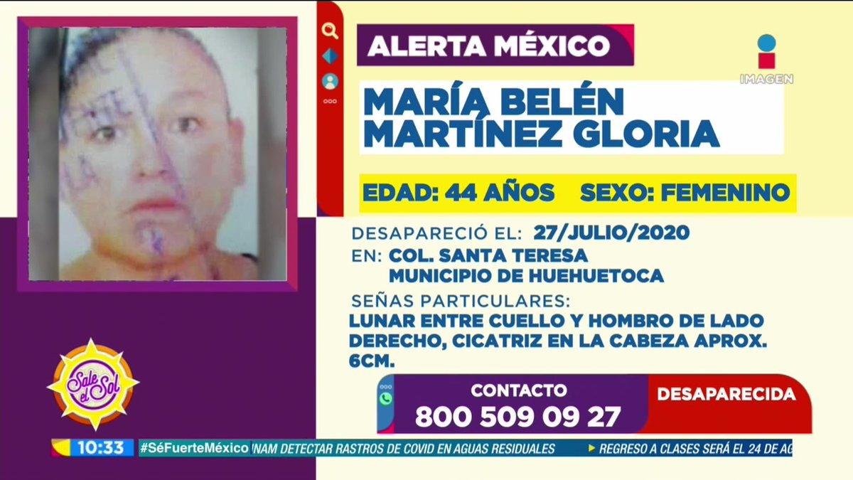 saleelsoltv's tweet photo. ¡Se solicita tu apoyo para localizar a María Belén Martínez Gloria de 44 años de edad, vista por última vez en el municipio de Huehuetoca! https://t.co/nTsUQG5zX7