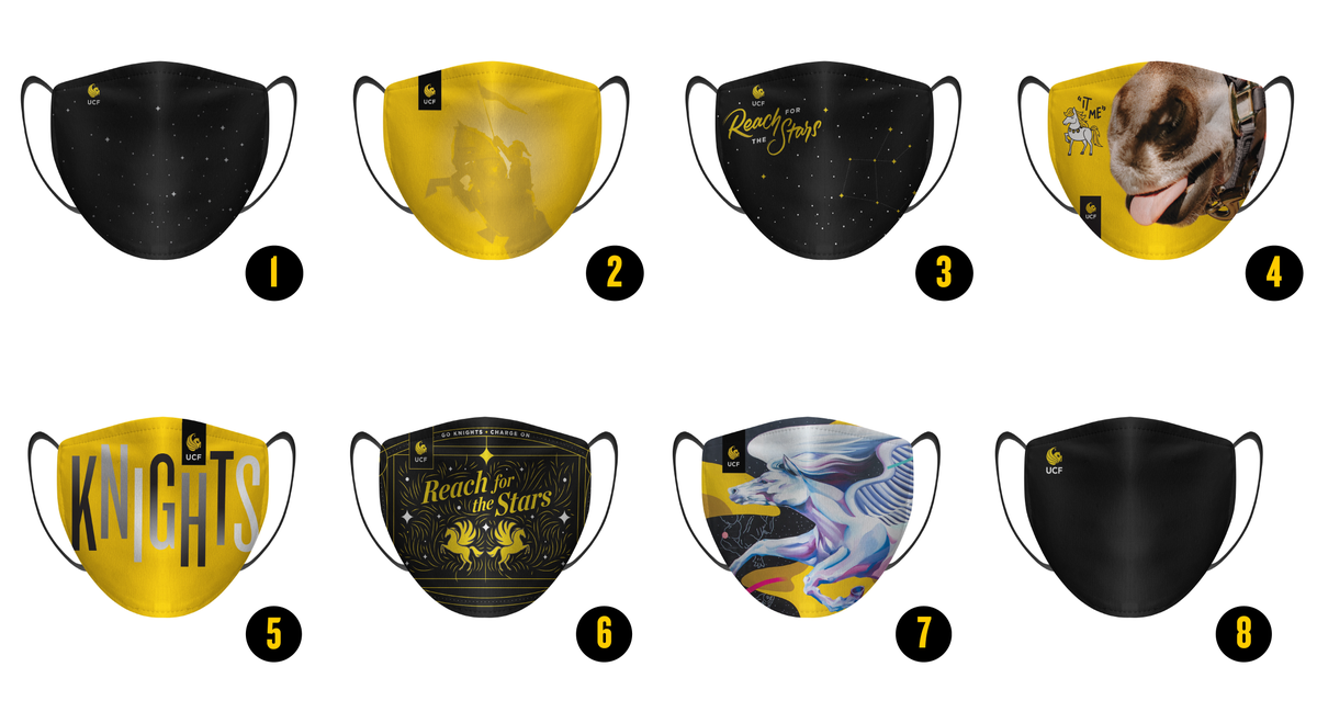 UCF's tweet photo. We've listened to your feedback on the UCF face masks and want YOU to vote on your favorite new designs to armor up with 😷

Cast your vote for which face masks you want to see in the next collection 👇 Have a favorite combo not listed in the poll? Comment and #ArmorUpKnights ⚔️ https://t.co/cPCO4YgcHt
