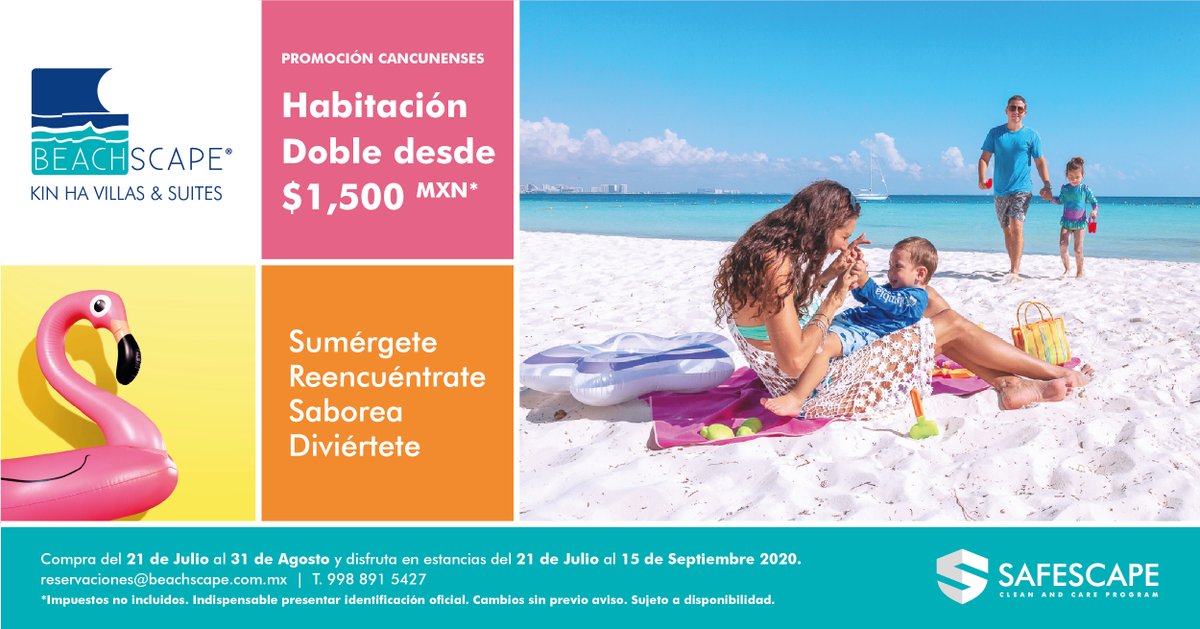BeachscapeKinHa's tweet photo. Disfruta de una estancia en Cancún por $1500.00* por noche 2 adultos y dos menores 
-
Reserva ahora:
9988915427
reservaciones@beachscape.com.mx https://t.co/dInnT2nNx8