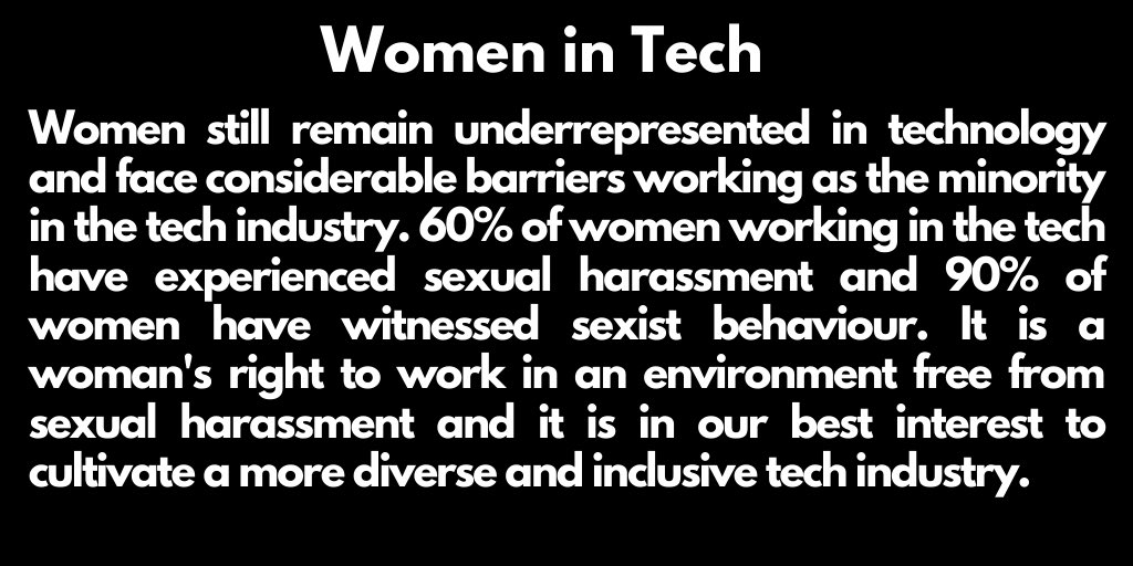 CeciliaInCyber's tweet photo. Women in Tech and some of the statistics (2020).
#MeToo #WomenInTech #TimesUp #SupportWomeninTech https://t.co/42fbISJ0op