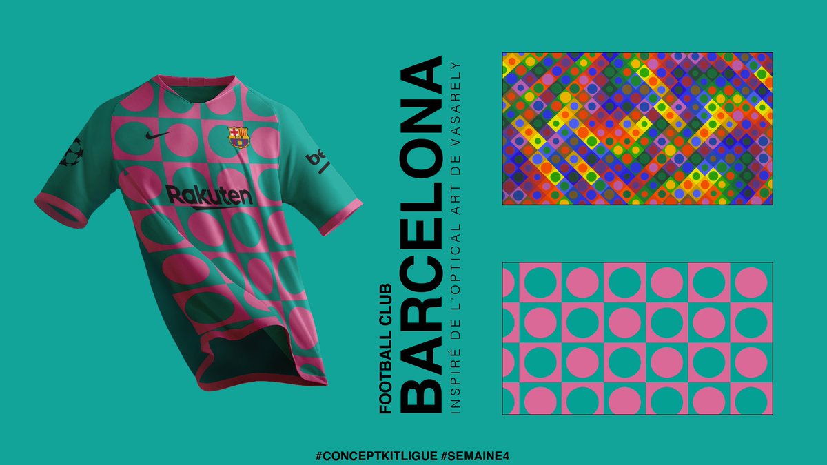 DesignerDuDima1's tweet photo. #ConceptKitLigue #Semaine4 
@ConceptKitLigue 

Football Club Barcelona - Third x Nike
Inspiré de l'Optical Art de Vasarely https://t.co/msUaZDIhVI