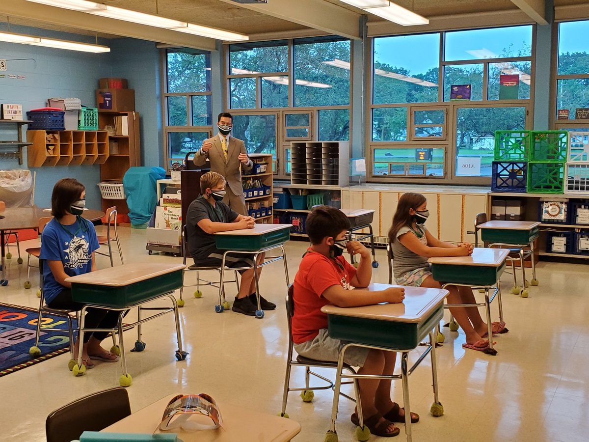 George Richert and camera person Kim were at AJ Schmidt Elementary today to film a demonstration of how 6 foot distancing will work in class and at lunch. Film at 4&amp;6 on WIVB!