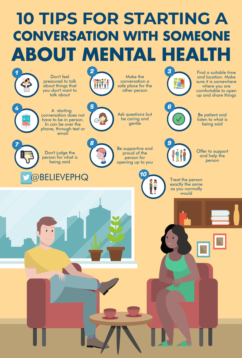 BelievePHQ's tweet photo. 10 tips for starting a conversation with someone about mental health https://t.co/5ENtIEWV7J