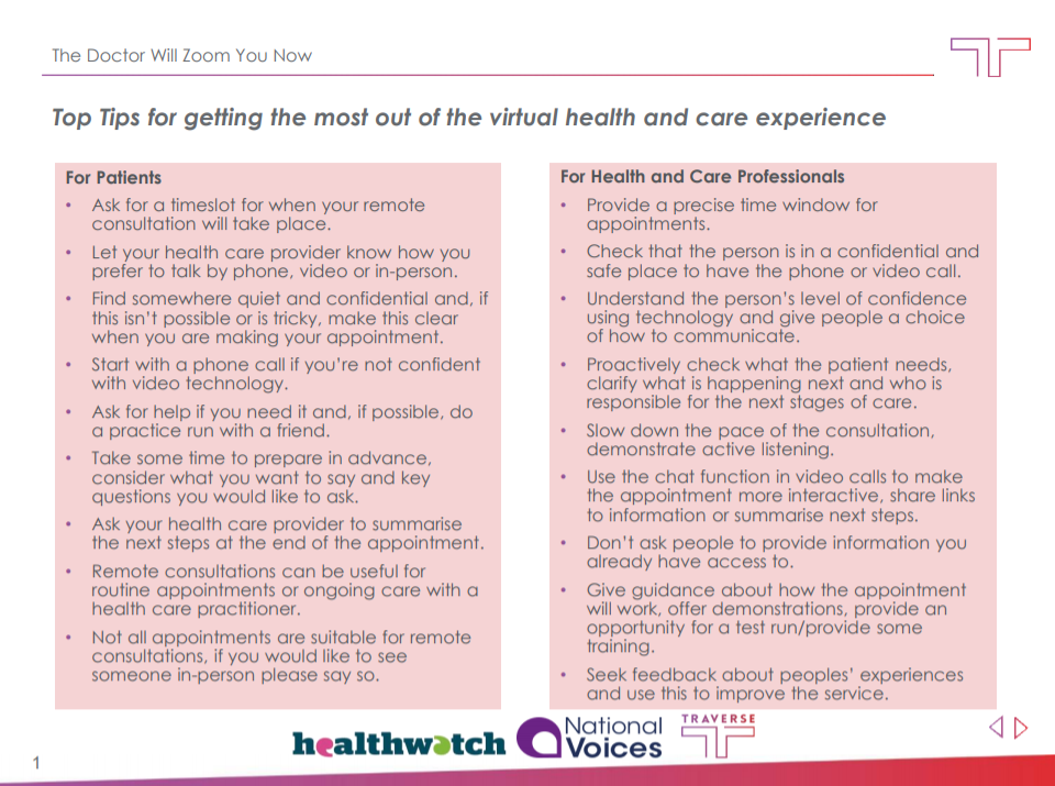 HarryAEvans's tweet photo. @Lcolledge1983 Lauren, have you seen these fab tips from @nvtweeting Traverse and @HealthwatchE - for patients too https://t.co/cm1ksxwu9N https://t.co/Wc6yYO2N0k