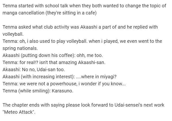 Akaashi Keiji I Love This Is How Meteo Attack Came Into Being Also Like You Can See How Tenma Never Gave Up On Volleyball And Now We Know For