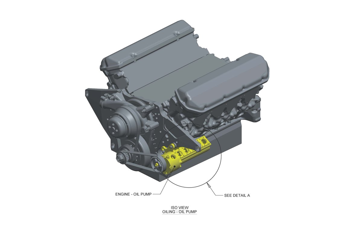 Nice illustration of the oil pump on a NASCAR engine from the rule book. This type of oil pump is used as part of a dry sump system.Most race cars use a dry sump system while street cars use a wet sump with the pump pickup located inside the oil pan.