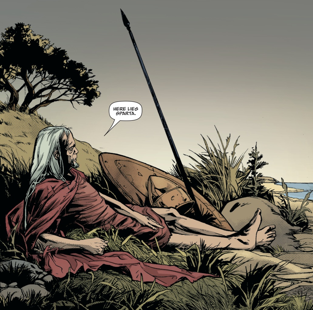 UoNClassics's tweet photo. #3helots ch./issue 5. And a glimpse of #Agesilaos. (#Plutarch Ages. 36.4-5: https://t.co/THrVmObhsk.) Curious to know how well people – historians or otherwise – think this little epilogue works… #comics #ancientsparta #historicalfiction #historicalcomics https://t.co/doeEO5ipWB