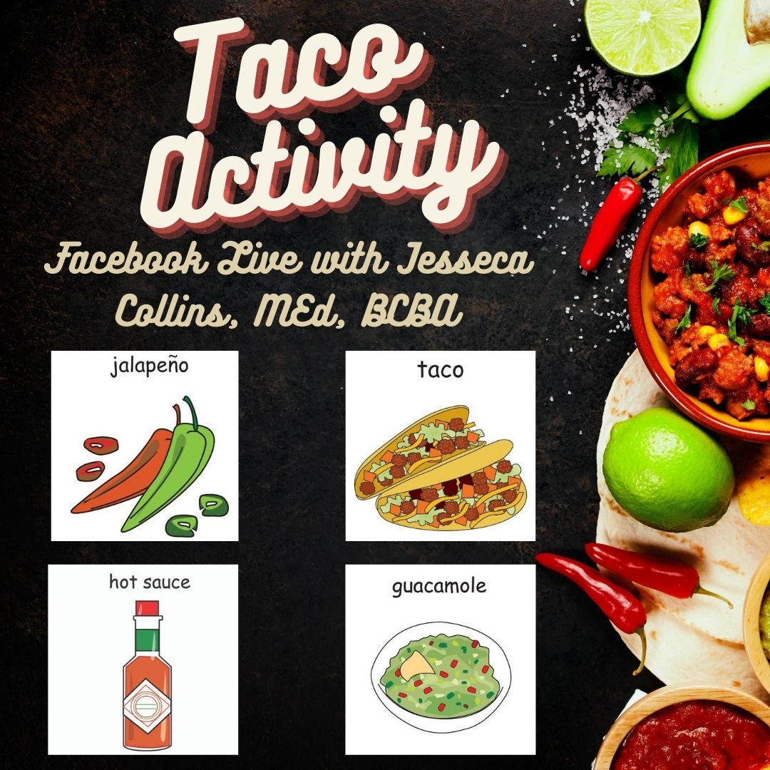 Taco Time🌮Join Pyramid Consultant Jesseca Collins, Med, BCBA for a Facebook Live where she will demonstrate a taco making activity &amp; describe a variety of learning opportunities you can incorporate with your leaner. Join the fun on PECS USA FB page on  August 12th at 2:00 pm EDT