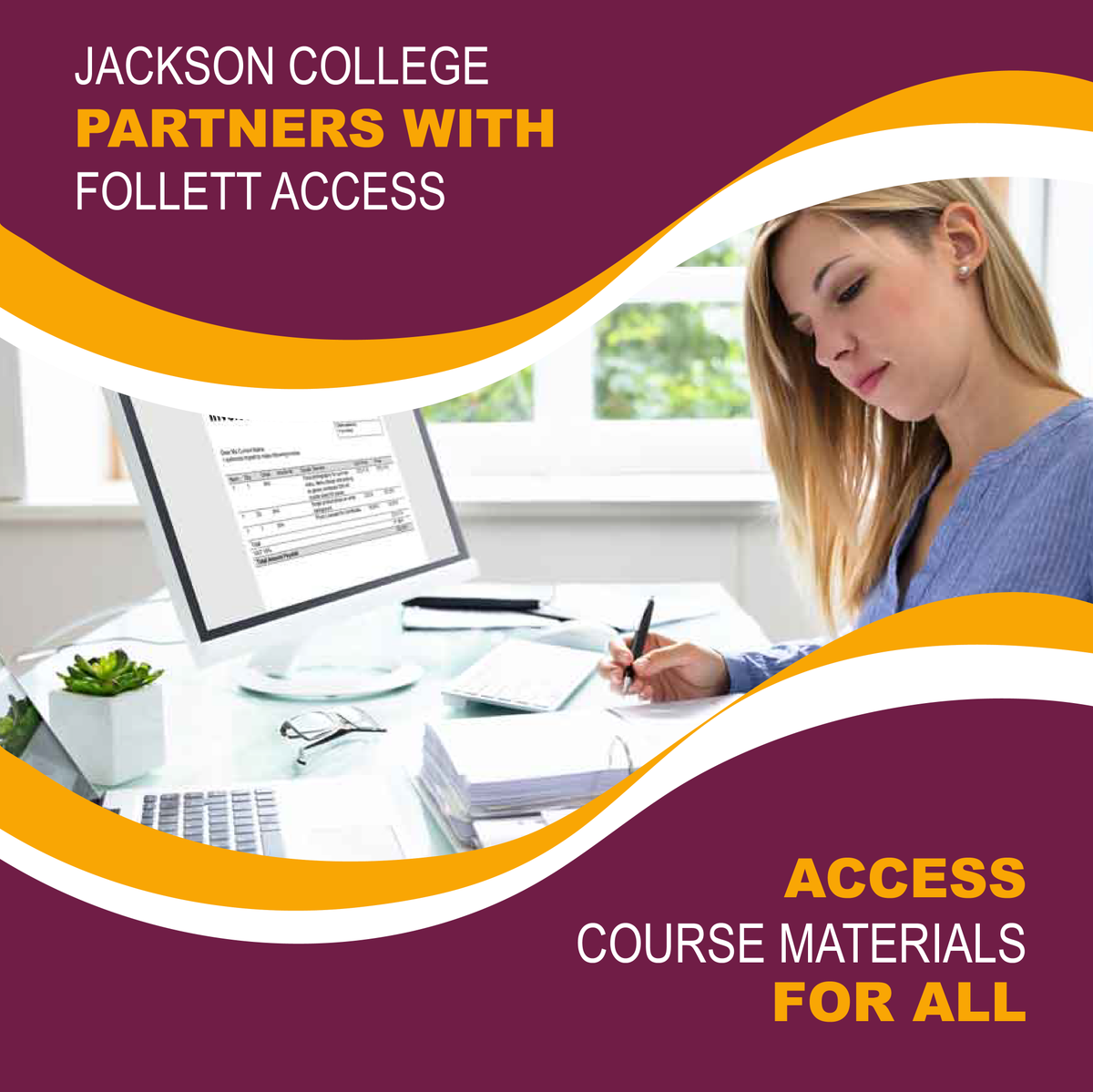 JacksonCollege's tweet photo. Buying books just got easier! Follett ACCESS helps take the hassle out of buying course materials. Learn more here…https://t.co/Dm9DssJeMv https://t.co/jcBFgQ1UHV