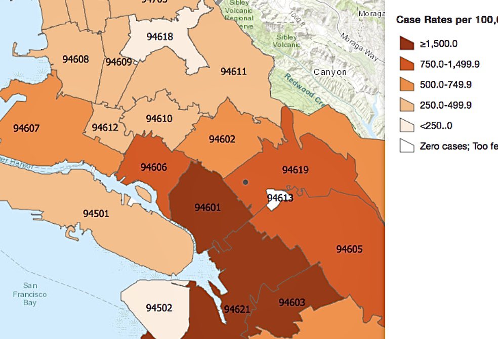 jeanquan's tweet photo. Latest #AlamedaCounty #covid data—new #surge declines a bit. Highest #newcases #positivetests in #EastOakland. County average=5%,3x higher in East. Protect our #belovedcommunity #elders:
😷#wearamask
🤚🏼#washyourhands 
❤️#avoidcrowds
👉🏾#socialdistancing 6-10ft
#staysafeeastoakland https://t.co/xg9xv0DNJw