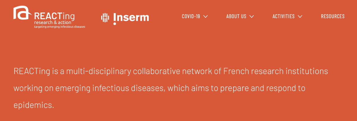 Créé en 2013 pr anticiper les menaces pandémiques  @REACTing_fr  @Inserm est un consortium multidisciplinaire et multi-institution permettant d’apporter une réponse de la recherche aux crises sanitaires mondiales liées aux maladies infectieuses émergentes. https://reacting.inserm.fr 