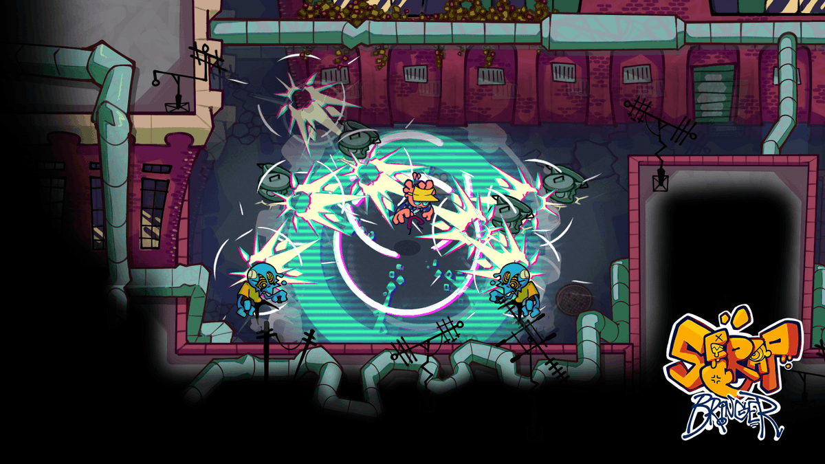 Playcrafting's tweet photo. Scrap Bringer by @PseudoZap  is a 90s inspired cartoon beat ‘em up. Punch your way through streets of a war-torn mega-city in fast-paced combat. Help the city people rise up against the threats ravaging their homes!
Catch their demo at #PlayNYC 8/10-16!
#indiegames #indiegamedev https://t.co/EkKW5ibz3t