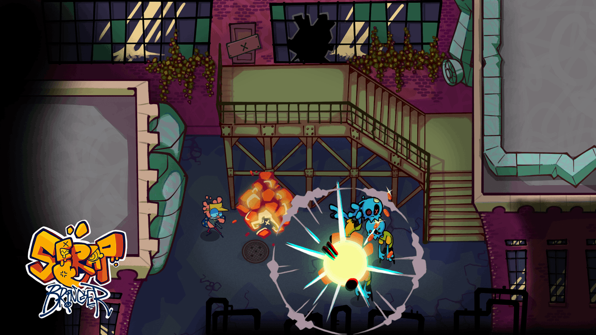 Playcrafting's tweet photo. Scrap Bringer by @PseudoZap  is a 90s inspired cartoon beat ‘em up. Punch your way through streets of a war-torn mega-city in fast-paced combat. Help the city people rise up against the threats ravaging their homes!
Catch their demo at #PlayNYC 8/10-16!
#indiegames #indiegamedev https://t.co/EkKW5ibz3t
