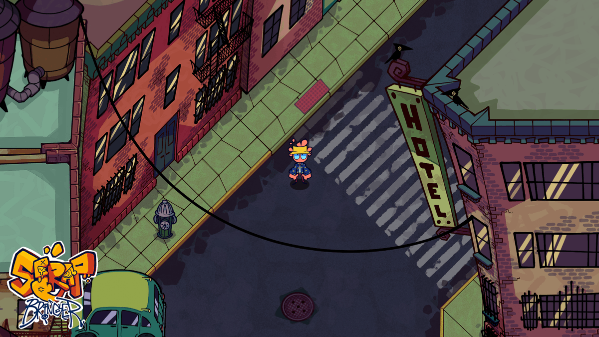 Playcrafting's tweet photo. Scrap Bringer by @PseudoZap  is a 90s inspired cartoon beat ‘em up. Punch your way through streets of a war-torn mega-city in fast-paced combat. Help the city people rise up against the threats ravaging their homes!
Catch their demo at #PlayNYC 8/10-16!
#indiegames #indiegamedev https://t.co/EkKW5ibz3t