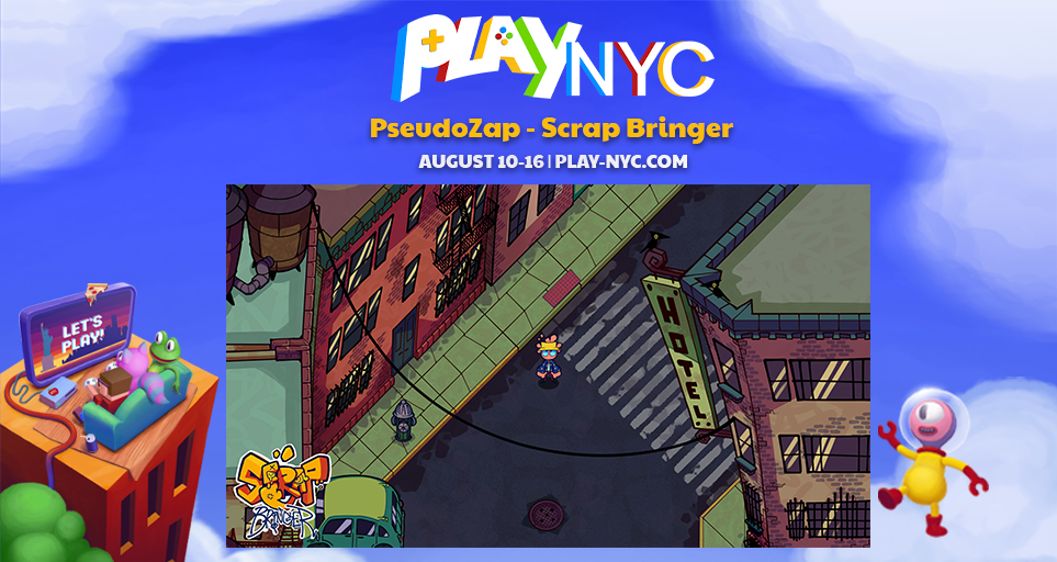 Playcrafting's tweet photo. Scrap Bringer by @PseudoZap  is a 90s inspired cartoon beat ‘em up. Punch your way through streets of a war-torn mega-city in fast-paced combat. Help the city people rise up against the threats ravaging their homes!
Catch their demo at #PlayNYC 8/10-16!
#indiegames #indiegamedev https://t.co/EkKW5ibz3t